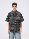 Distressed Tie-dye Plaid Studs Polo Shirts