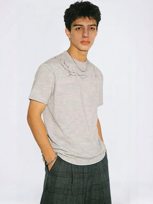 Cleanfit Lightning Dark Pattern Embroidery T-shirts