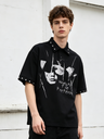 Portrait Printed Loose-fit Ins Metal Orange POLO Shirt