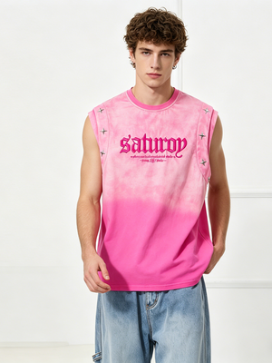 Letter Embroidery Loose-fit Personality Tank Tops