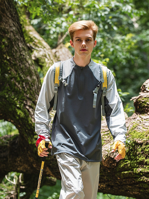 Outdoor Sports Quick-drying Moisture Absorption Sweating UV Protection Zipper Mountain Climbing Long-sleeved T-shirt