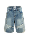 Five-pointed Star Patchwork Loose-fit Straight-fit Denim Mid-length Pants Shorts