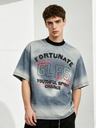 Washed Inkjet Printing Monkey Denim T-shirts