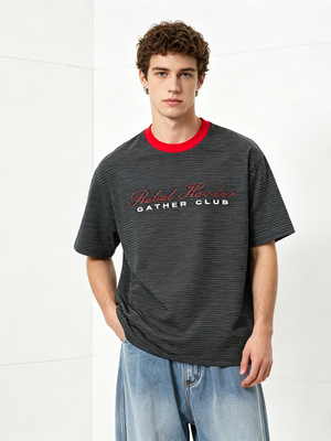 Retro Letter Embroidery Loose-fit T-shirts