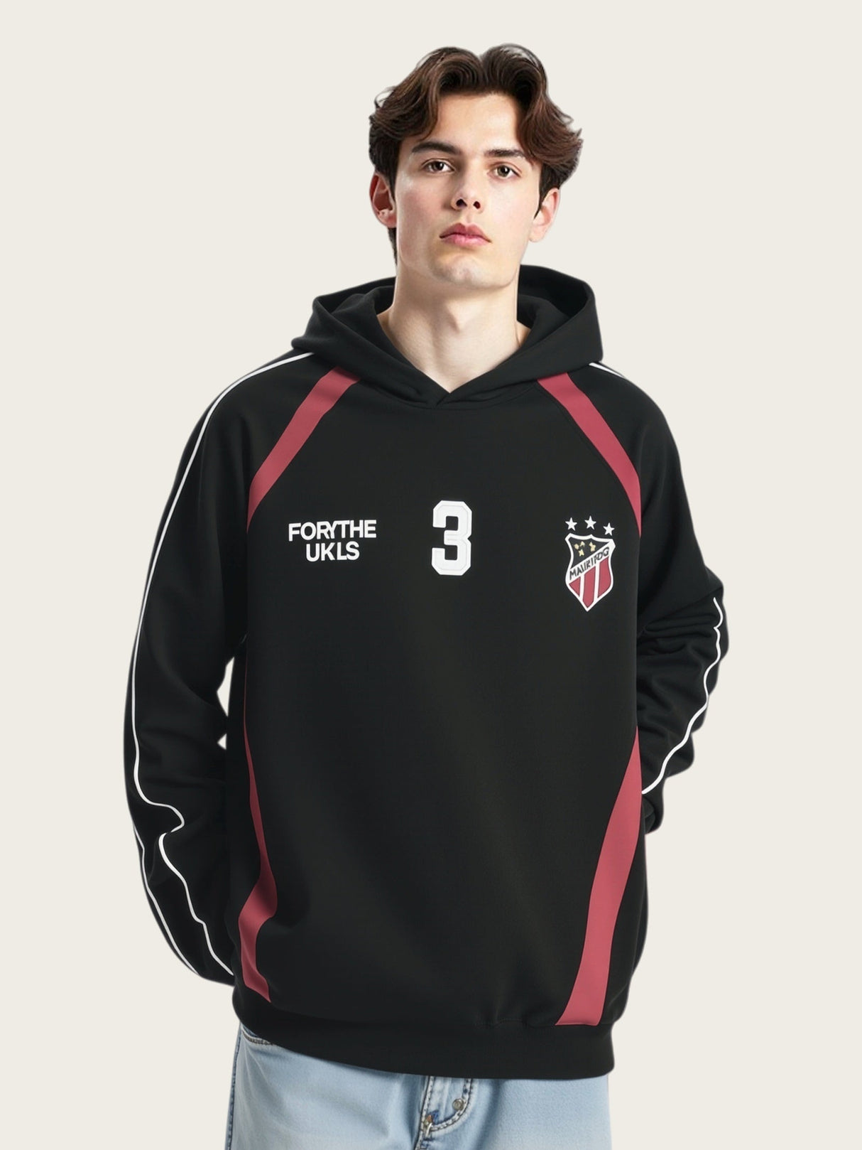 Splicing Embroidery No. 3 Sports Wind Loose Hoodies