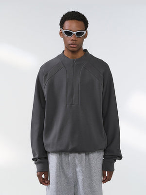 Lycra Pearl Stretch Half Zipper Comfort Keep Warm Sweatshirts&Hoodies