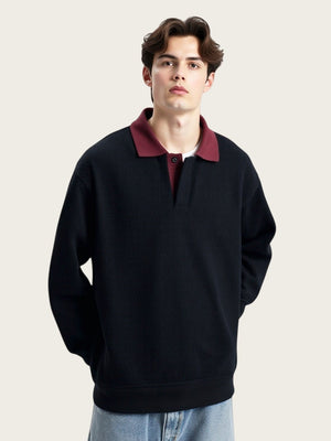 Contrasting Colors Lapel Stripes Sweatshirts