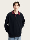 Contrasting Colors Lapel Stripes Sweatshirts