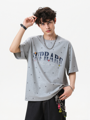 Full Stars Color-blocked Letter Printed T-shirts