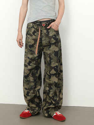 Retro Camouflage Machete Loose-fit Pants