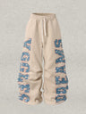 Star Letters Old Printed Machete Wide-leg Pants Plush Thermal Pants