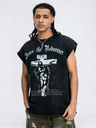 Washed Distressed God Printed Tank Tops