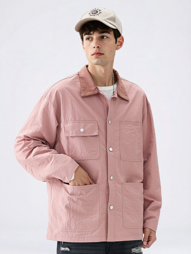 Multiple Pockets Loose-fit Shirts
