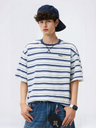 Color-blocked Stripes Letter Applique T-shirts
