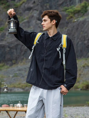 Outdoor Mountain Climbing Water Proof Loose Half Zipper POLO Shirt