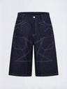 Five-pointed Star Loose-fit Straight-fit Multiple Pockets Five Points Denim Shorts