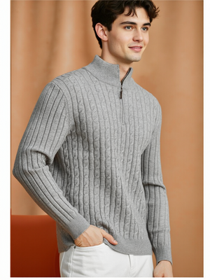 Mock Neck Half Zipper Thickening Keep Warm Leisure Sweaters