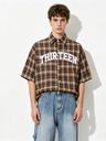 Retro Rivet Letter Embroidery Plaid Shirts