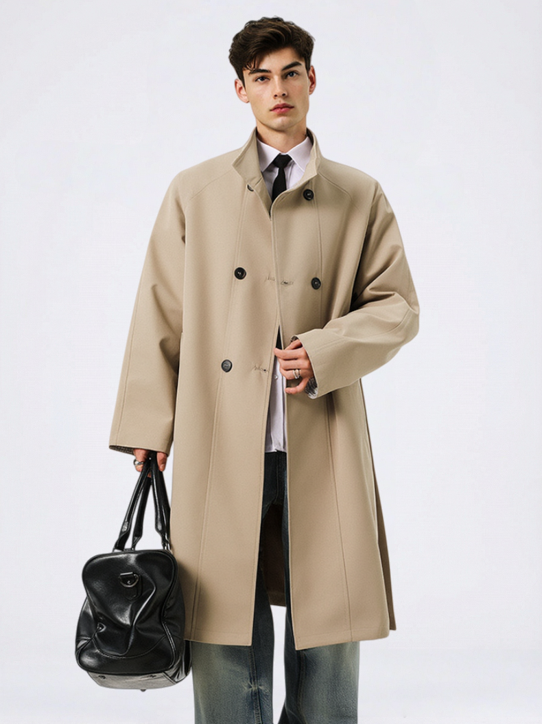 Trench-coats longs à double boutonnage et patchwork