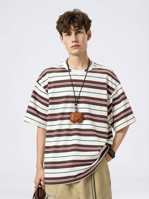 Color-blocked Stripes Loose-fit T-shirts