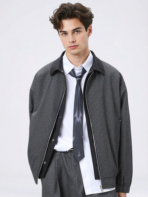 Old Money Style Plaid Color-blocked Layered-look Jackets