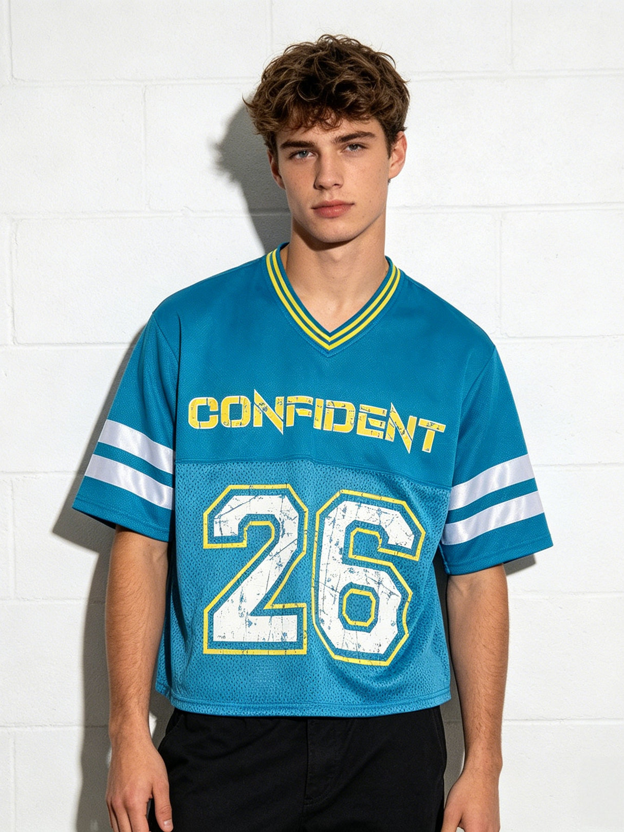 Color-blocked Retro Mesh Jersey Boxy Boxy T-shirts