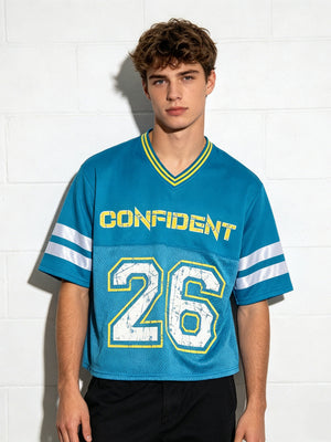 Color-blocked Retro Mesh Jersey Boxy Boxy T-shirts