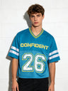 Color-blocked Retro Mesh Jersey Boxy Boxy T-shirts