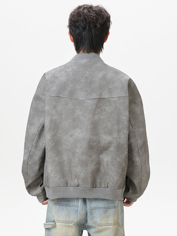 Retro Snake And Python Pattern Stereo Short Leather Jacket Jackets