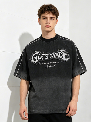 Ins Embroidery Washed Denim T-shirt
