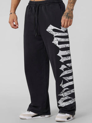 Bodybuilding Jogging Printed Wide-leg Pants