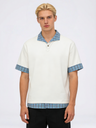 Plaid Layered-look Loose-fit POLO Shirt