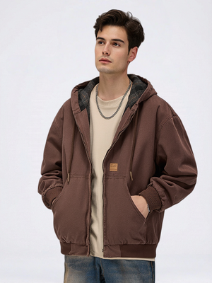 Retro Plaid Tooling Hooded Jacket