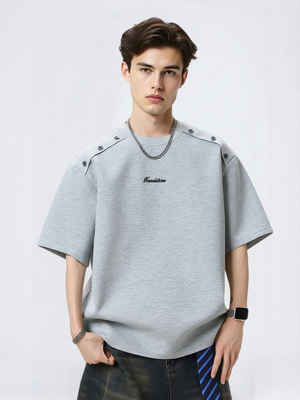 Retro Loose-fit Letter Applique T-shirts