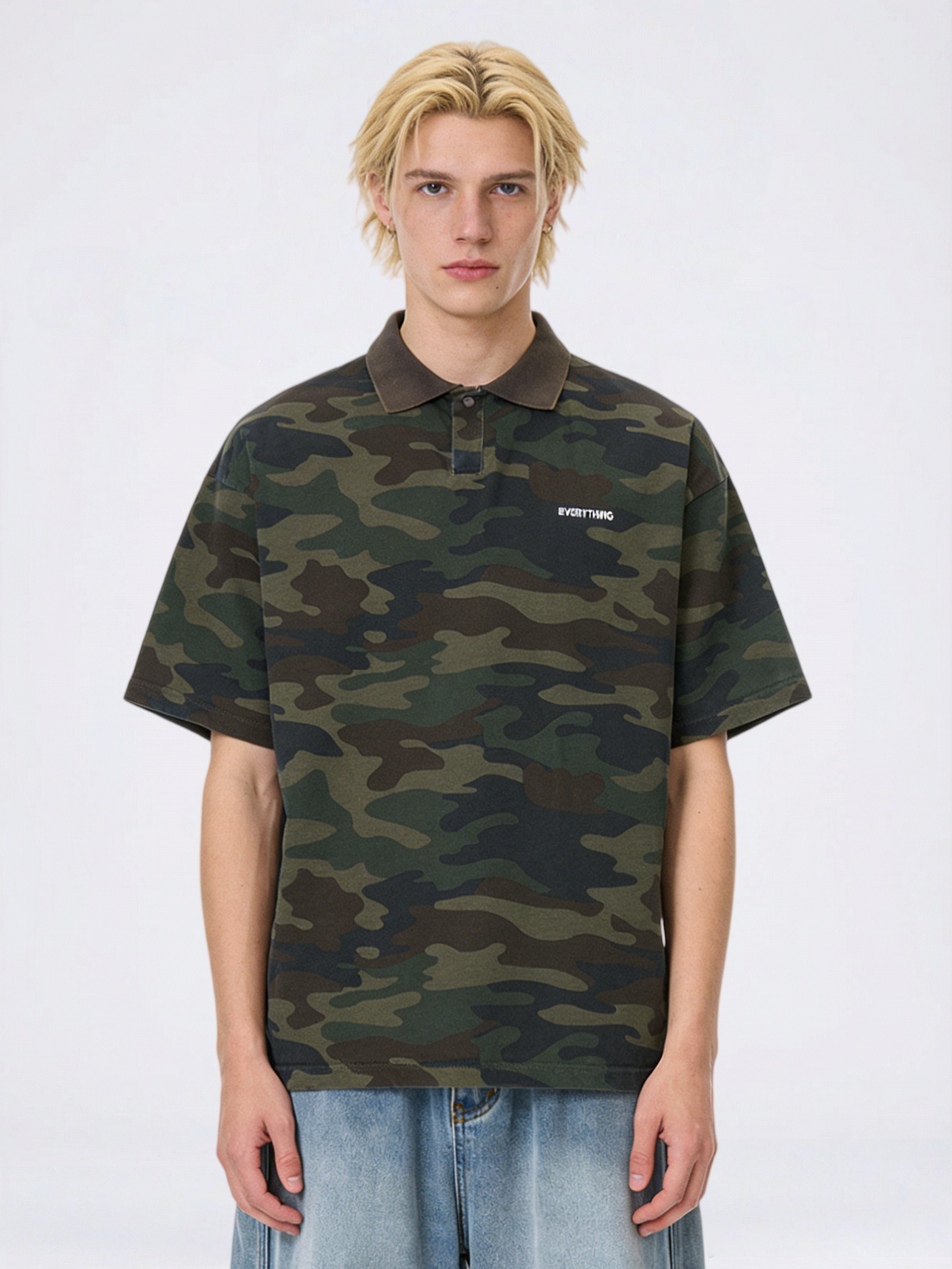 Camouflage Color-blocked Loose-fit Polo