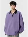V-neck Color Matching Loose Simplicity Polo