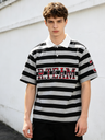 Color-blocked Stripes Ins Letter Embroidery POLO