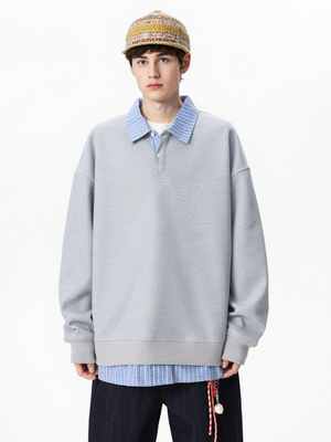 Retro Plaid Loose Fake Two Pieces Polo