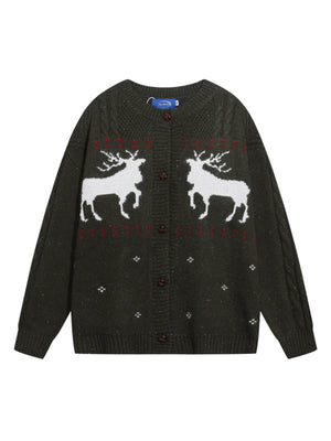 Christmas Retro Elk Jacquard Sweaters Cardigan