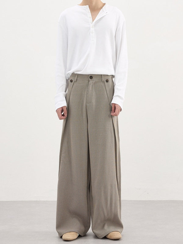 Plissierte, weite Hose im Hahnentrittmuster im Stil der alten Geldzeit