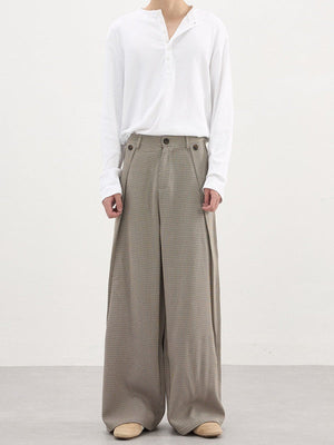 Plissierte, weite Hose im Hahnentrittmuster im Stil der alten Geldzeit