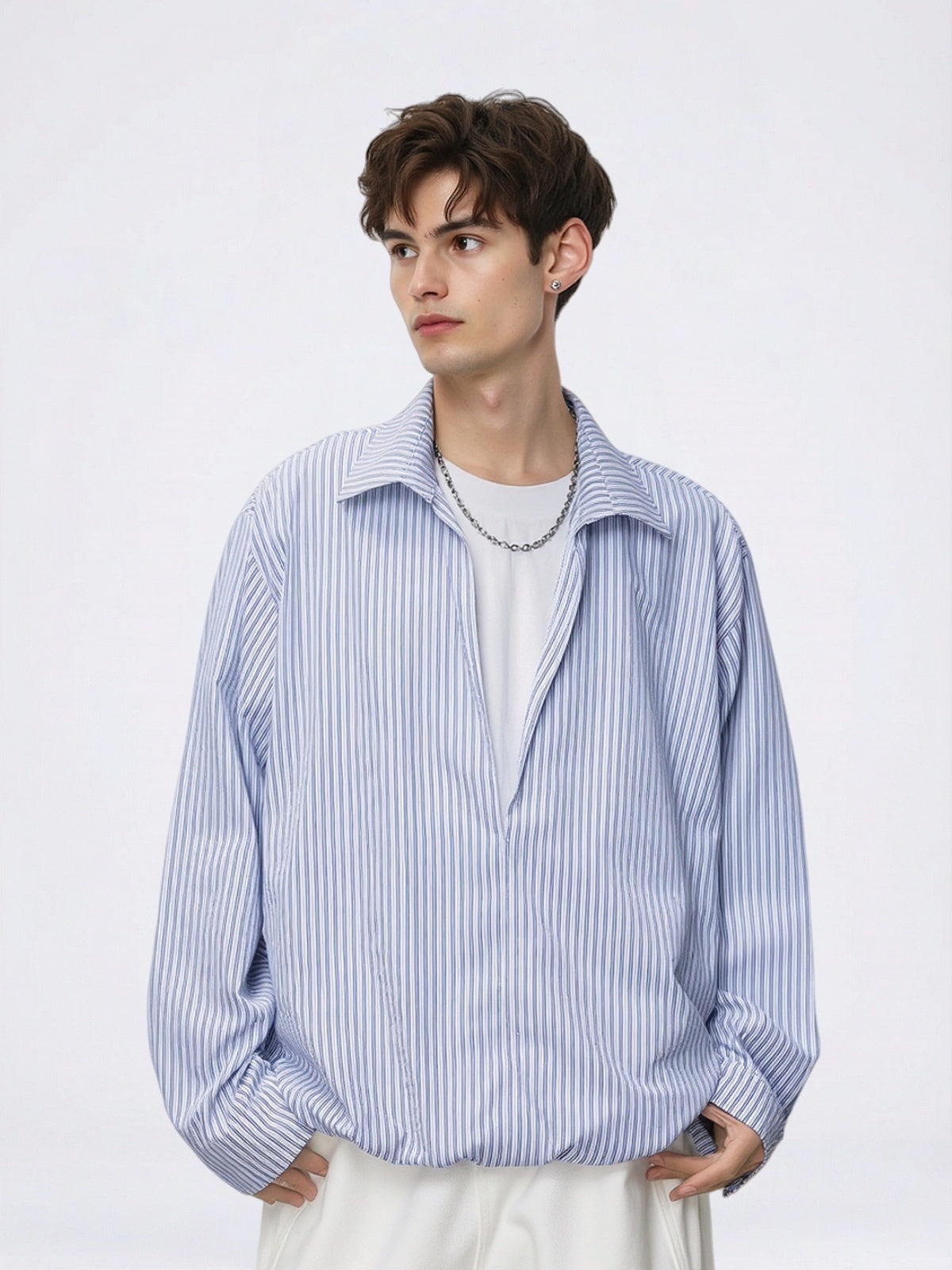 Deep V Layered-look Boxy Shirts