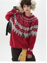 Fair Isle Red Christmas Jacquard Pattern Sweaters