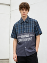 Color-blocked Patchwork Plaid Letter Printed Hip Hop Shirts