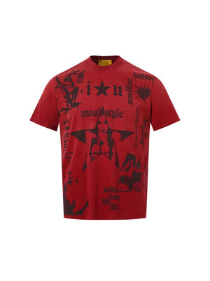 Punk Portrait Letter Graffiti Printed T-shirts