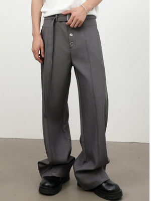Stereo Multiple Buttons Straight-fit Dress Pants Pants