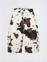 Color-blocked Cow Print Tie-dye Camouflage Denim 7 Points Shorts