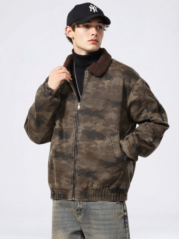 Vestes camouflage amples à doublure sherpa extra épaisse