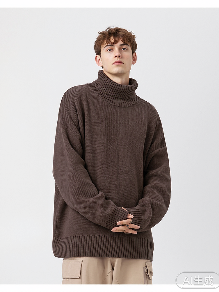 Liber AW Men's 6 Solid Color Turtleneck Sweaters