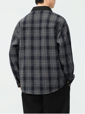Plaid Loose-fit Wool Blend Shirts